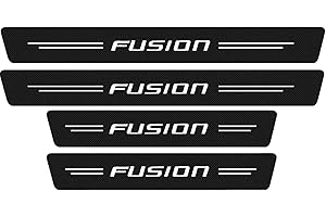 EAGLEG 4 Stück Auto Einstiegsleisten Schutz, für Fo-rd Focus Fiesta Fusion Kuga Edge VIGNALE ST-Line S-MAX C-MAX Escape Auto Kohlefaser Türschweller Schutz mit Logo Aufkleber Kantenschutz, Fusion