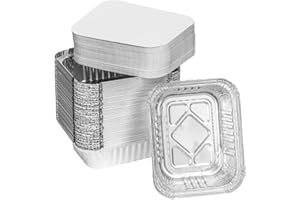 grupo Munditol - Pack de 100 bandejas de aluminio desechables con tapa para transportar alimentos, congelar, cocinar - Ideal para Servir Comida en Fiestas (470 ml)