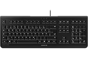 ‎CHERRY CHERRY KC 1000, Kabelgebundene Tastatur, Deutsches Layout (QWERTZ), Plug & Play über USB-Anschluss, Flaches Design, Flüsterleiser Tastenanschlag, Schwarz