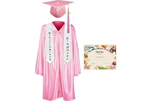 GraduationMall Kinder Abschluss Talar mit Doktorhut 2024, Abschluss Stola, Zertifikat Für Vorschule Abschlussfeier 12 Farbe