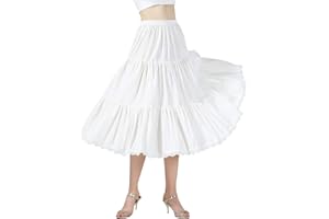 BEAUTELICATE Jupon sous Robe sous-Jupe 100% Coton Année 50 Jupe Rockabilly Évasée A-Ligne avec Dentelle Court Longue Midi Maxi pour Femme Fille Ivoire Noir Bleu Marine