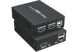 PWAY HDMI KVM USB Extender Transmit 1080p HD Video Over Cat5e/6 Ethernet Cable 50m (164ft) for Mouse and Keyboard Control Remote Signals