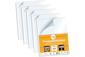 ‎PERFECT LINE perfect line – 100 Prospekthüllen A4, seitlich & oben offen (Typ L) - extra stark, säurefrei, dokumentenecht, Klarsichthüllen reißfest, Made in EU