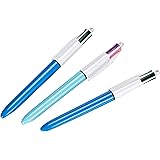 BIC 4Colori Fun, Penne a Sfera Multicolore a Scatto, Inchiostri Classici e Pastello, 3 Unità, Cancelleria Scuola, Università 
