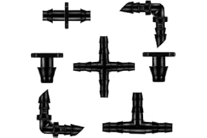 300 Piezas Riego Conectores por goteo,HOINCO Kit De Accesorios De Riego De Conectores De Púas De Riego por Goteo para Tubo De 1/4 De Pulgada, Riego De Jardín Conectores