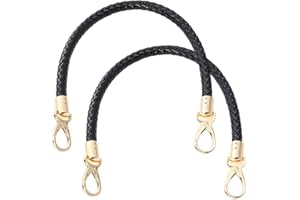 MAIXIANGGUOJI 2 Pcs Shoulder Bag Replacement Handles Handbag Leather Handles Braided Rope Handbag Straps with Metal Swivel Hooks for Bag, Wallet