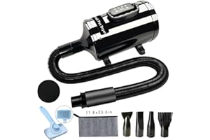 Xapigo Asciugacapelli per cani, Asciugacapelli per Toelettatura Animali, Asciugacapelli Professionale (Nero-LED)