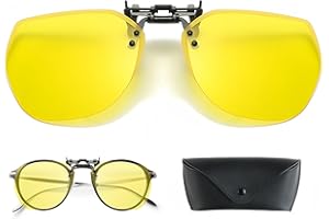 HUGFADS Clip Lunettes Conduite de Nuit Polarisées,Verres Jaunes Anti,Éblouissement, Ultra Léger,Homme, Femme, Certifié CE