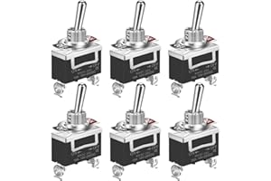GUUZI Servicio Pesado Interruptor de Palanca Basculante 10A/12VDC, 6A/24VDC, SPST 2 Pines Interruptor de Encendido/Apagado Barra de Metal -6 Pack