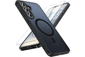 OWKEY Magnetisch Hülle für Samsung Galaxy S25 Plus/S25+ 5G,Durchscheinend Matt Schutzhülle für MagSafe mit Schutz Glas,Dünn Anti-Fingerabdruck Handyhülle für S25 Plus(Schwarz)