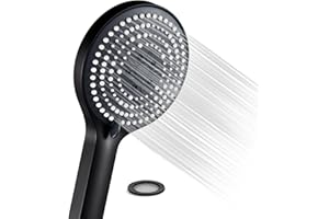 OFFO Pommeau de Douche,Douchette,Avec 6 modes de massage pulvérisation,Pommeau de Douche économie d'eau,Tête de Douche,Poire de Douche,Grande xxl(Φ130mm),Noir Mat