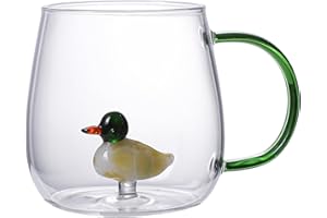 RIANPESN Tazza Da Caffè Con Animali 3D, Tazze Per Bere In Vetro Trasparente Da 380 Ml, Tazza In Vetro Con Animali 3D, Tazza Da Caffè Con Cartoni Animati I Migliori Regali Di Natale Per Gli Amici E I Bambini