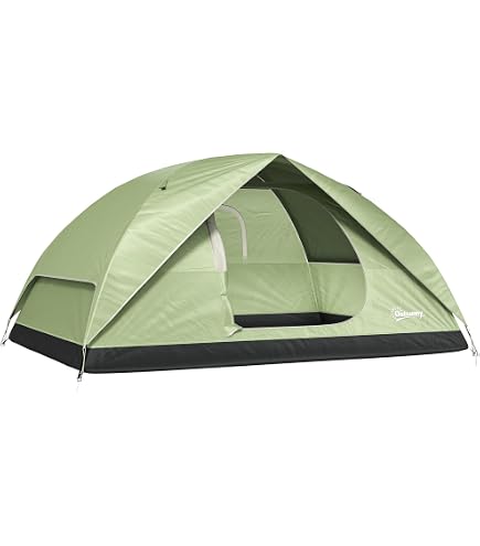 Tenda Da Campeggio Outsunny Per 3 Persone - Impermeabile 3000mm, Cupola, Con Pavimento, Tasche E Gancio Per Lanterna - Ideale Per Trekking E Famiglia