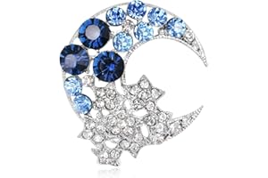 Ousyaah Femmes Broche Crystal Broche lune Les étoiles Pins Bijoux Vêtement Robe Epingle et Broches Accessoires