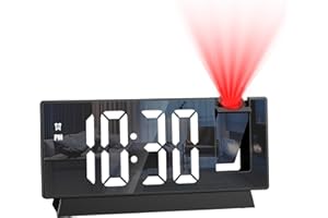 Ankilo 180° Projection Alarm Clocks Bedside, Digital Alarm Clock for Bedroom with Mirror Surface, 4-Level Brightness, Auto Dimmer Mode, Snooze Function, 12/24H Display for Home, Bedroom, Office