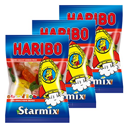 Haribo Starmix Mini, 3er Pack, Gummibärchen, Weingummi, Fruchtgummi mit Schaumzucker, Im Beutel, Tüte