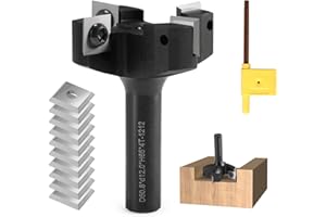 Trvoxviq Fresa per piani, 12 mm, 4 flauto con 10 lame intercambiabili in metallo duro (12 x 12 x 1,5 mm), diametro 50,8 mm, fresa CNC per la pulizia del legno (D= 50,8 S = 12)