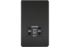 Knightsbridge SF8900MB Screwless Dual Voltage Shaver Socket in Matt Black, 5.0 mm*148.5 mm*47.5 mm