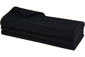 ‎GARIELLA Gariella 3X Geschirrtuch aus 100% Baumwolle Waffel-Piqué in schwarz