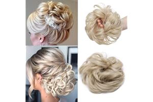 Silk-co Chignon Capelli Finti con Elastico Posticci per Capelli Ciambella 35g Messy Hair Bun Updo Extension Coda-Biondo Naturale Mix Biondo Sbiancante