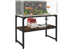 Mondazie 30 Gallon Rimless Fish Tank Stand with Shelf for Storage, 2 Tiers Metal Aquarium Stand, Breeder Tank Turtle Reptile Terrariums Stand Rack for Home Office, 30" L x 12" W x 20.5" H, Black