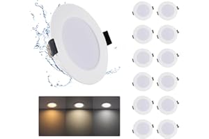 ‎GREBEAM Grebeam 12 er 7W LED Einbaustrahler 230V Flach, 630lm LED Spot Badezimmer, Warmweiß Neutralweiß Kaltweiß 3000K/4000K/6000K, LED Deckenspots Ausschnittlochmaß: φ95-110mm