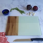 DECORITA Kanallı Cam Kesme Tahtası - Cam Kesme Tablası | (KENARI AHŞAP DESEN, 25cm X 35cm)