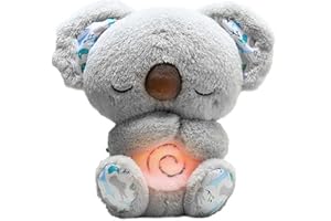 RuiDay Koala calmante, nutria que respira, nutria luz nocturna bebé Doudou nutria, peluche Koala Calin Nacimiento Niña y Niño recién nacido (versión básica, Gris)
