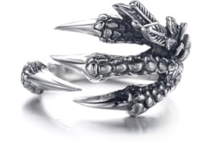 EQLEF Zestaw pierścionków smoka, gotycki pierścień regulowany dziki Alondra otwarty punkowy pierścionek prezent fajny smok pierścionek dla mężczyzn kobiet