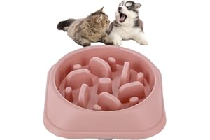 PAWSAYES Slow Feeder Dog Bowl, Labyrinth Design Slow Feeder Pet Dog Bowls Small Slow Eating Dog Food Bowls Maze Dog Puppies Slow Feeder Bowl Pink