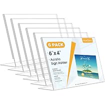 Sign Holder 4X6 Inches Slant Back Acrylic Sign Holders Plastic Display...
