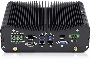 HISTTON Fanless Mini PC Industrial Mini Computer Windows 10 Pro, Intel Core i7-10510U DDR4 64GB RAM 1TB SSD,14Pin GPIO RS232 COM PS/2, LAN, HDMI, VGA, WiFi