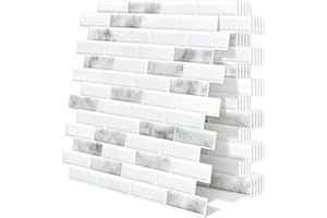 Tiwoos Thick Self Adhesive Wall Tile Peel and Stick on Tiles Sticky Backsplash for Kitchen Bathroom Sink, Grey 10-Sheet (12"×12")