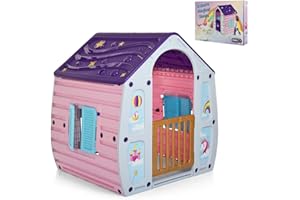 Garden Store Direct 10-561 Magical House Kids Playhouse - Indoor/Outdoor Children's Play Tent with Door & Windows, 102x90x109cm, Easy Assembly Plastic Toy House Multiple Colours Available! (Unicorn)