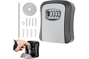 Heanvmyss Caja Fuerte Llaves Exterior,Impermeable Seguridad Llaves con Código de 4 Dígitos,Caja Combinacion Llave para Oficina,Hogar,Escuela(Gris)