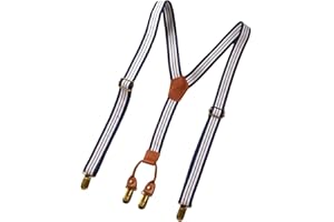 HISUNBEN Bretelles Homme Réglable 3 Clips, Bretelles 2.5 cm de Large en Y pour Hommes/Enfants, Couleur Unie Mens Bretelle Noeud Papillon Set