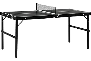 SPORTNOW Tavolo Ping Pong Pieghevole con Rete da Gioco e Maniglia da Trasporto, Tavolo da Ping Pong in Alluminio e MDF, 152x76x72 cm, Nero