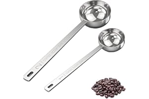 tiokin 2 Pieces 1&2 15ml 30ml Coffee Measuring Sets with Long Handle, Stainless Steel Tablespoon Scoops 1 Tbsp & 2 Tbsp Measuring Tablespoon for Ground Coffee, Loose Tea,Milk Brewin and Powder