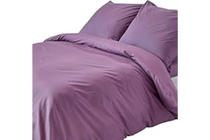 Homescapes 2-teiliges Perkal-Bettwäsche-Set lila aus 100% ägyptischer Baumwolle, 1 Bettbezug 155x220 cm & 1 Kissenbezug 80x80 cm