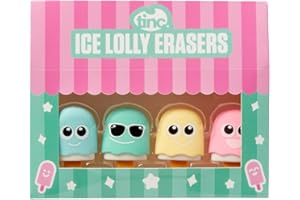 Tinc - Gommes En Forme de Sucettes Glacées S4, Lot de 4, Couleurs Vives, Accessoires de Bureau Originaux, Fournitures Scolaires Créatives, Cadeaux Amusants pour Enfants et Adultes