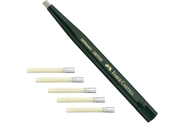 Faber-Castell 180300 - Stylo rotatif avec gomme en verre, couleur de la tige : vert + 5 mines de rechange 180600