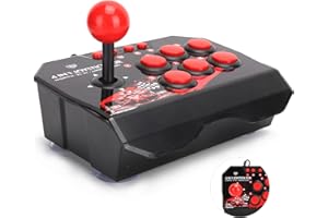 VINGVO Fight Stick cablato, Arcade Fight Stick Accessori per Controller di Gioco per Computer Combinazione di Colori Classica Nera e Rossa Accessori per Giochi Arcade per Switch per PS3 per PC