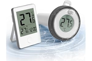 Abeden Pool-Thermometer, schwimmende leicht zu lesen mit Indoor-Temperatur Luftfeuchtigkeit Monitor, Wireless Digital Pool Thermometer IP67 wasserdicht für Schwimmbäder, Badewannen, Fischbecken, Teich