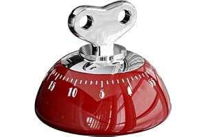 Yooyan Mekanisk kökstimer i rött – Nedräkning från 1 till 60 minuter, stark larm och magnetisk baksida, batterilös drift, per