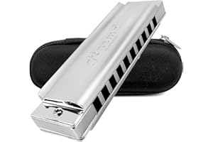HARMO CUSTOM SHOP Brass Harmonica in Key of C - Deluxe Brass Construction, CNC Milled, Mouth Organ with Proprietary Cover Design, Perfect for Brass & Classic, Expertly Assembled in USA