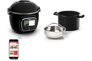 Moulinex Cookeo Touch Wifi Multicuiseur intelligent, Cuve 6 L, Haute pression, Guide pas à pas, 250 recettes intégrées, Application Moulinex CE902800, Noir