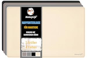 MateeyLife Napfunterlage Hund Katzen, Silikonmatte Hundenapf Unterlage Katzennapf, rutschfeste Futtermatte Katzen Hund, Wasserdicht Futterunterlage Katzenmatte, 46x31cm, Beige