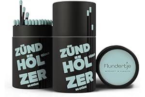 Flundertje Fiammiferi di Amburgo, lunghi, 10 cm, colorati, grandi fiammiferi per accendere candele o come camino – bella scatola per fiammiferi come decorazione o regalo (turchese)