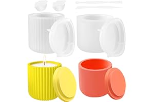 GENHH 2 Pièces Moule Bougie，moule pour bougie en silicone moules à bougies en silicone bougeoirs en silicone avec couvercle Moule en Forme de Cubes 3D pour Artisanat