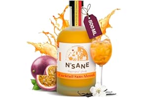 N'SANE Mélange pour cocktail N’Sane Fruit de la Passion Vanille | Boisson sans alcool 500ml sans sucres ajoutés | Base naturelle pour cocktails, mocktails & boissons chaudes